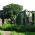 landscape shot castle at rear Merthyr Mawy